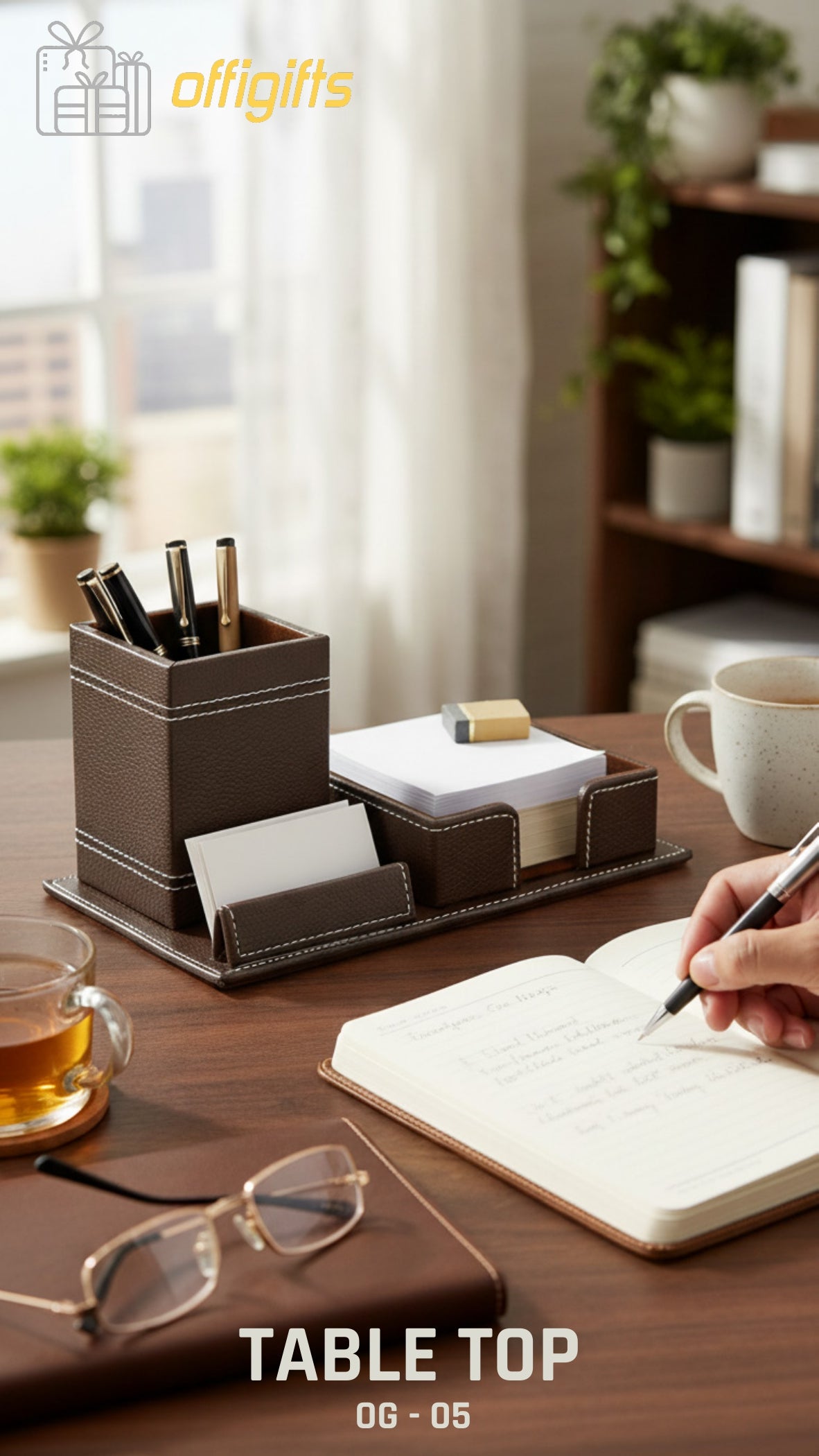 Premium Leather Desk Organizer Set