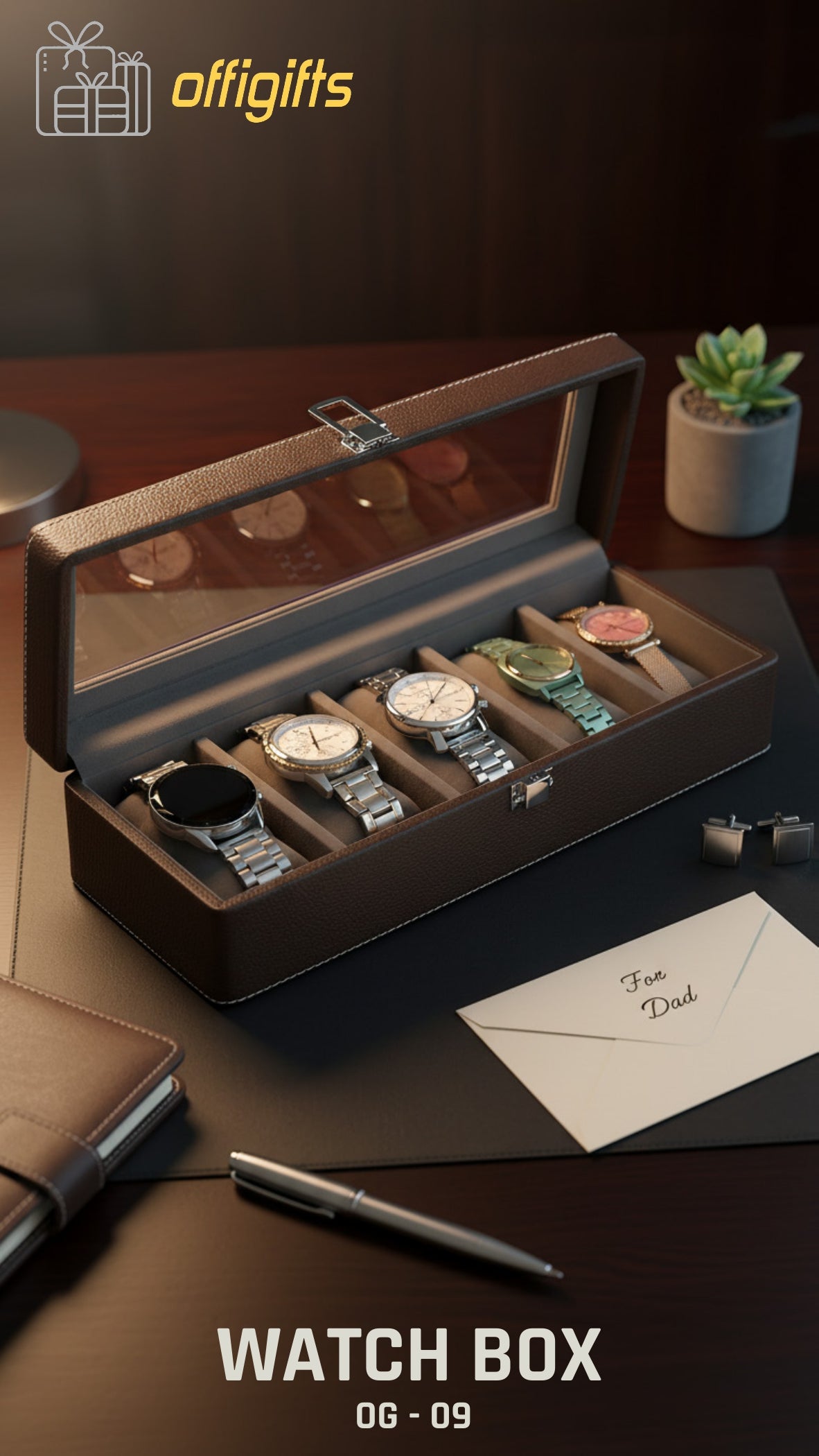 Signature 5-Slot Leatherette Watch Organizer